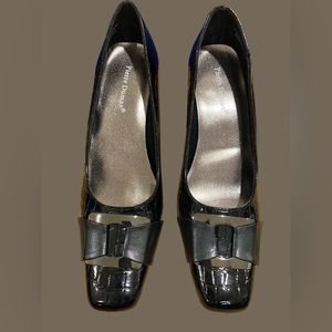 Pierre Dumas black heels, silver accents